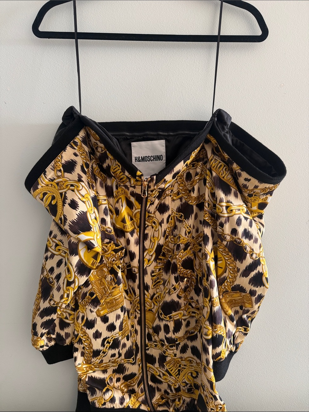 H&MOSCHINO Gold Chain & Leopard Print Zip Dress
